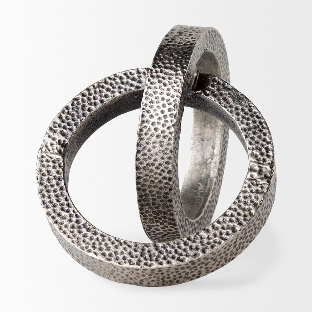 Mercana - Rafiki Two Blackened Silver Hammered Finish Metal Conjoined Circles - 69163_CLOSEOUT view 5