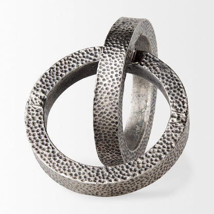 Mercana - Rafiki Two Blackened Silver Hammered Finish Metal Conjoined Circles - 69163_CLOSEOUT view 5