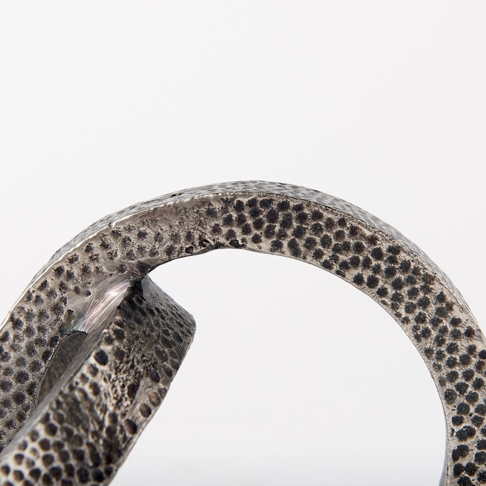 Mercana - Rafiki Two Blackened Silver Hammered Finish Metal Conjoined Circles - 69163_CLOSEOUT view 6