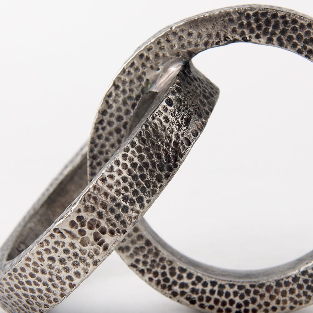 Mercana - Rafiki Two Blackened Silver Hammered Finish Metal Conjoined Circles - 69163_CLOSEOUT view 7