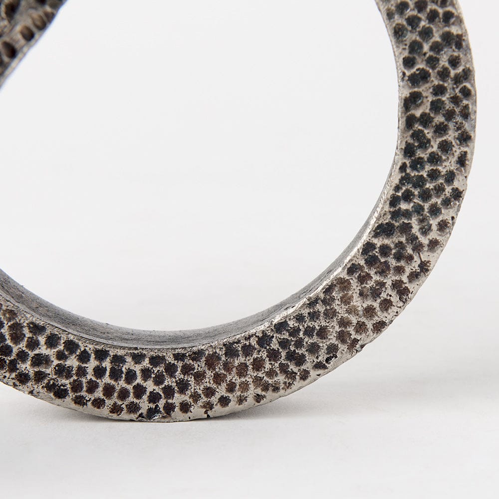 Mercana - Rafiki Two Blackened Silver Hammered Finish Metal Conjoined Circles - 69163_CLOSEOUT view 10
