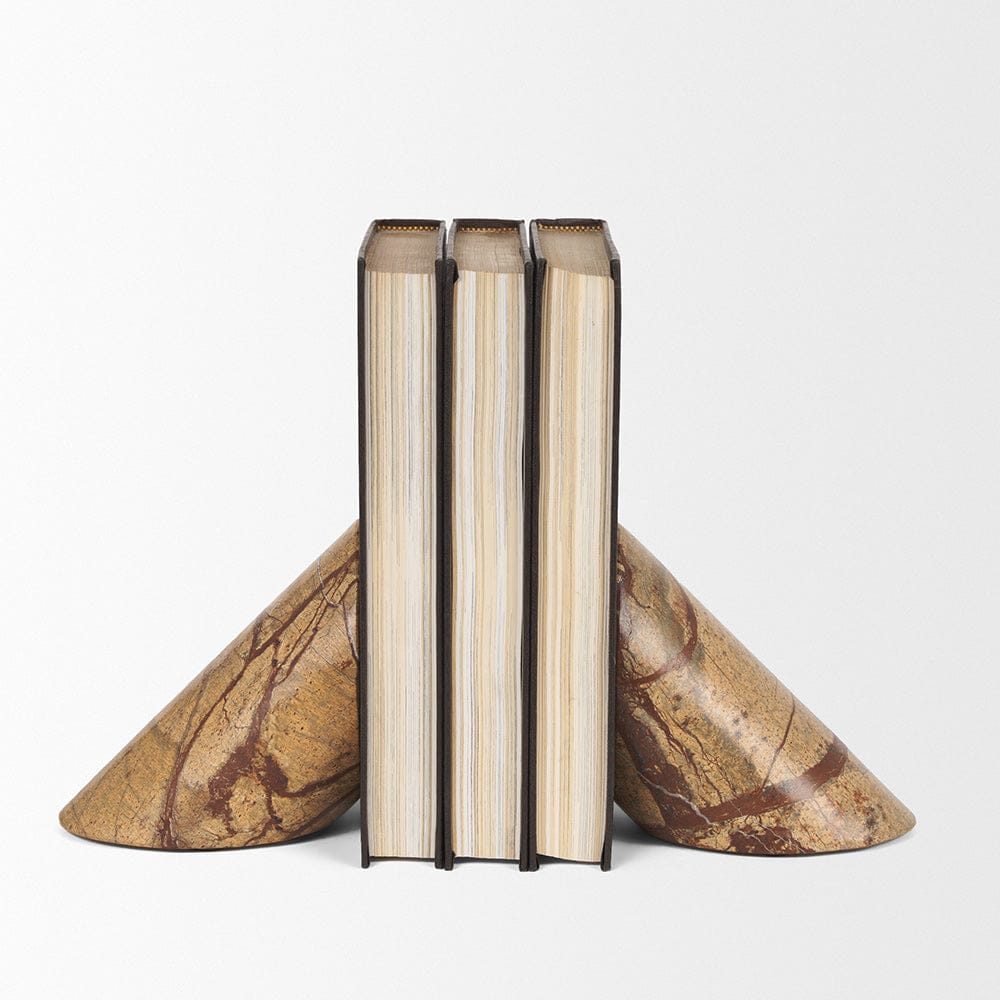 Mercana - Rahima Brown Forest Marble Angled Bookends - 70701 view 2