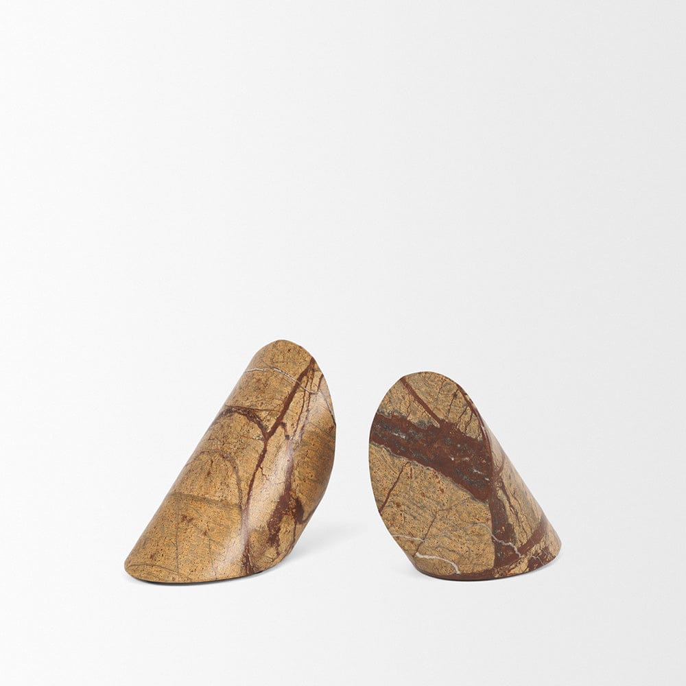 Mercana - Rahima Brown Forest Marble Angled Bookends - 70701 view 5