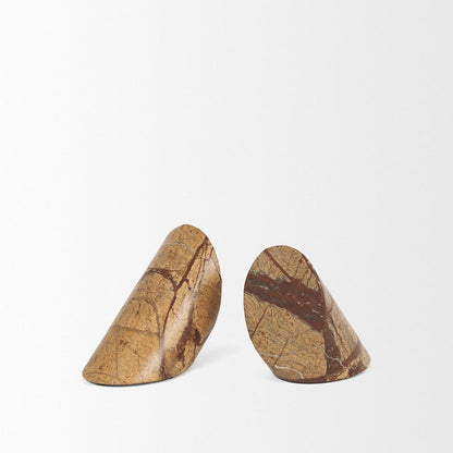 Mercana - Rahima Brown Forest Marble Angled Bookends - 70701 view 5