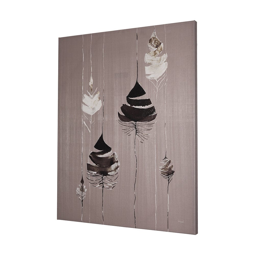 Mercana - Rain of Feather Warm Gray by Mercana Studio a Hand Embellished Textured Canvas - 102498-L view 2