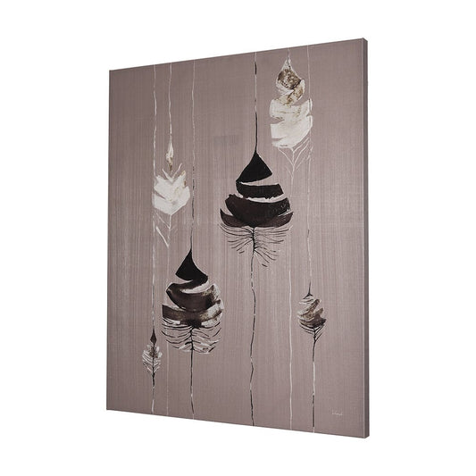 Mercana - Rain of Feather Warm Gray by Mercana Studio a Hand Embellished Textured Canvas - 102498-L view 2