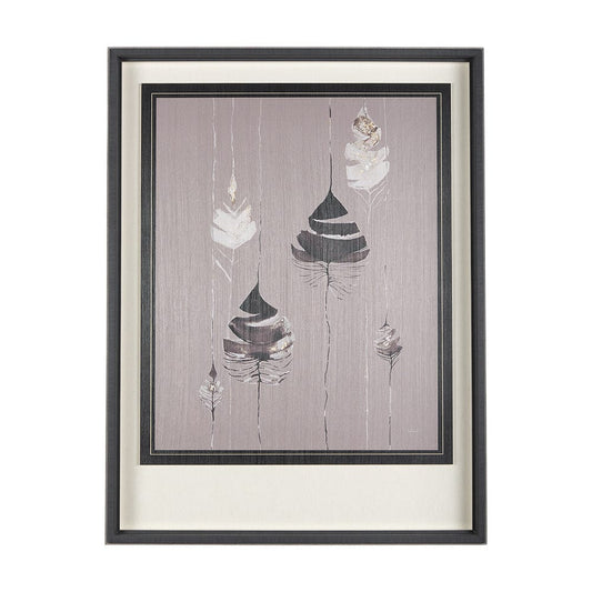 Mercana - Rain of Feather Warm Gray by Mercana Studio Hand Embellished Framed Art Print Matted under Glass - 14748 view 1