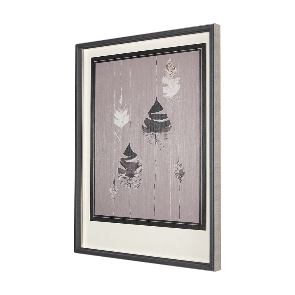 Mercana - Rain of Feather Warm Gray by Mercana Studio Hand Embellished Framed Art Print Matted under Glass - 14748 view 2