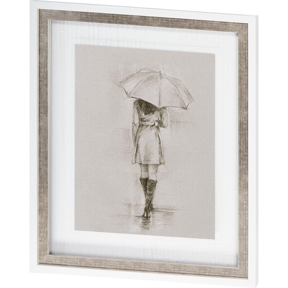 Mercana - Rainy Day Rendezvous by Mercana Studio Hand Embelished Textured Framed Art Print Matted under Glass - 9446 view 1
