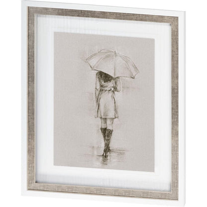 Mercana - Rainy Day Rendezvous by Mercana Studio Hand Embelished Textured Framed Art Print Matted under Glass - 9446 view 1