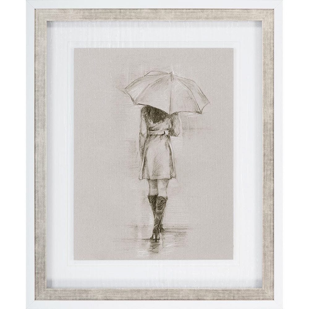 Mercana - Rainy Day Rendezvous by Mercana Studio Hand Embelished Textured Framed Art Print Matted under Glass - 9446 view 2