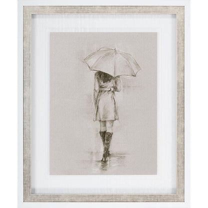 Mercana - Rainy Day Rendezvous by Mercana Studio Hand Embelished Textured Framed Art Print Matted under Glass - 9446 view 2