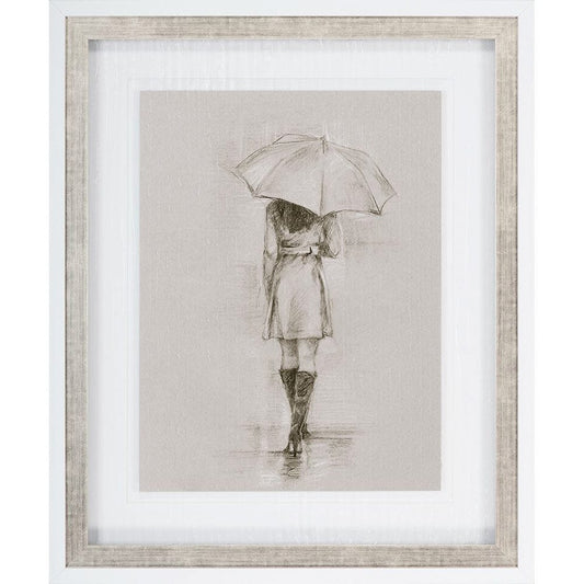 Mercana - Rainy Day Rendezvous by Mercana Studio Hand Embelished Textured Framed Art Print Matted under Glass - 9446 view 2