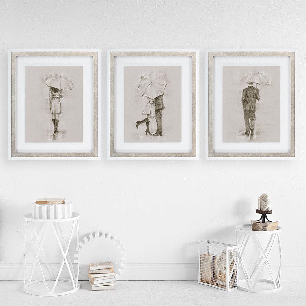 Mercana - Rainy Day Rendezvous by Mercana Studio Hand Embelished Textured Framed Art Print Matted under Glass - 9446 view 4