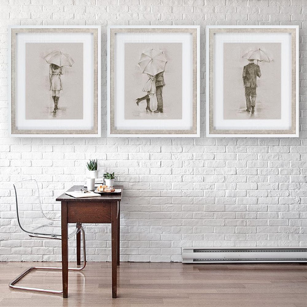 Mercana - Rainy Day Rendezvous by Mercana Studio Hand Embelished Textured Framed Art Print Matted under Glass - 9447 view 4