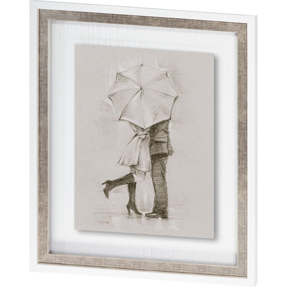 Mercana - Rainy Day Rendezvous by Mercana Studio Hand Embelished Textured Framed Art Print Matted under Glass - 9448 view 1