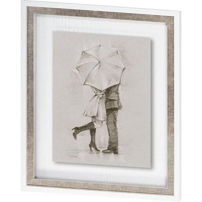 Mercana - Rainy Day Rendezvous by Mercana Studio Hand Embelished Textured Framed Art Print Matted under Glass - 9448 view 1