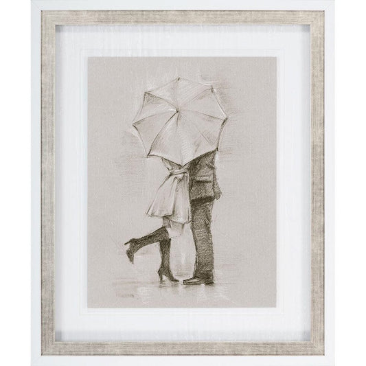 Mercana - Rainy Day Rendezvous by Mercana Studio Hand Embelished Textured Framed Art Print Matted under Glass - 9448 view 2