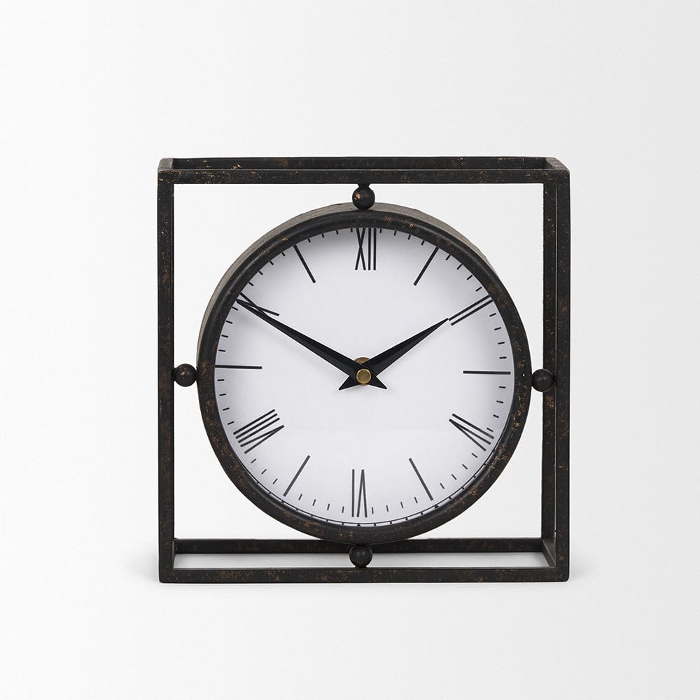 Mercana - Raisa Black w/ Gold Antiquing Metal Table Clock - 70690 view 2