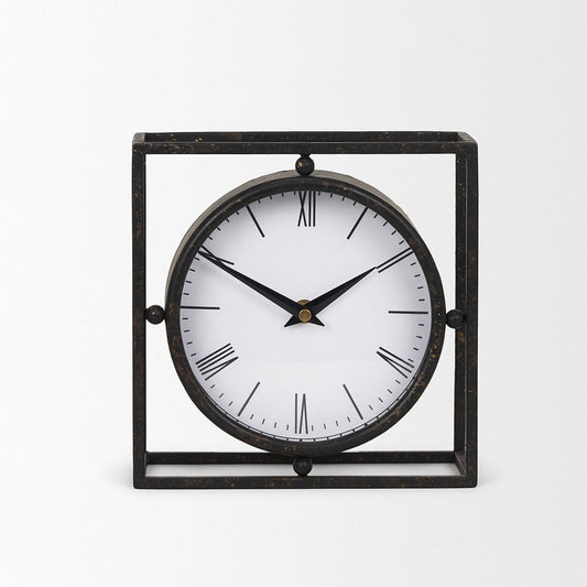 Mercana - Raisa Black w/ Gold Antiquing Metal Table Clock - 70690 view 2