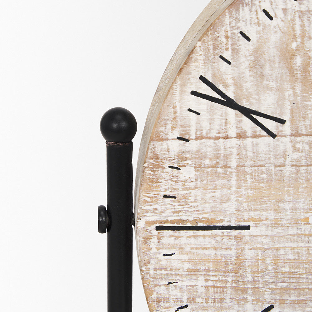 Mercana - Raja Matte Black Metal w/ Wood Table Clock - 70692 view 9