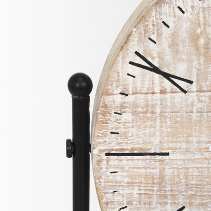 Mercana - Raja Matte Black Metal w/ Wood Table Clock - 70692 view 9