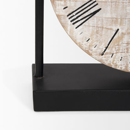 Mercana - Raja Matte Black Metal w/ Wood Table Clock - 70692 view 10