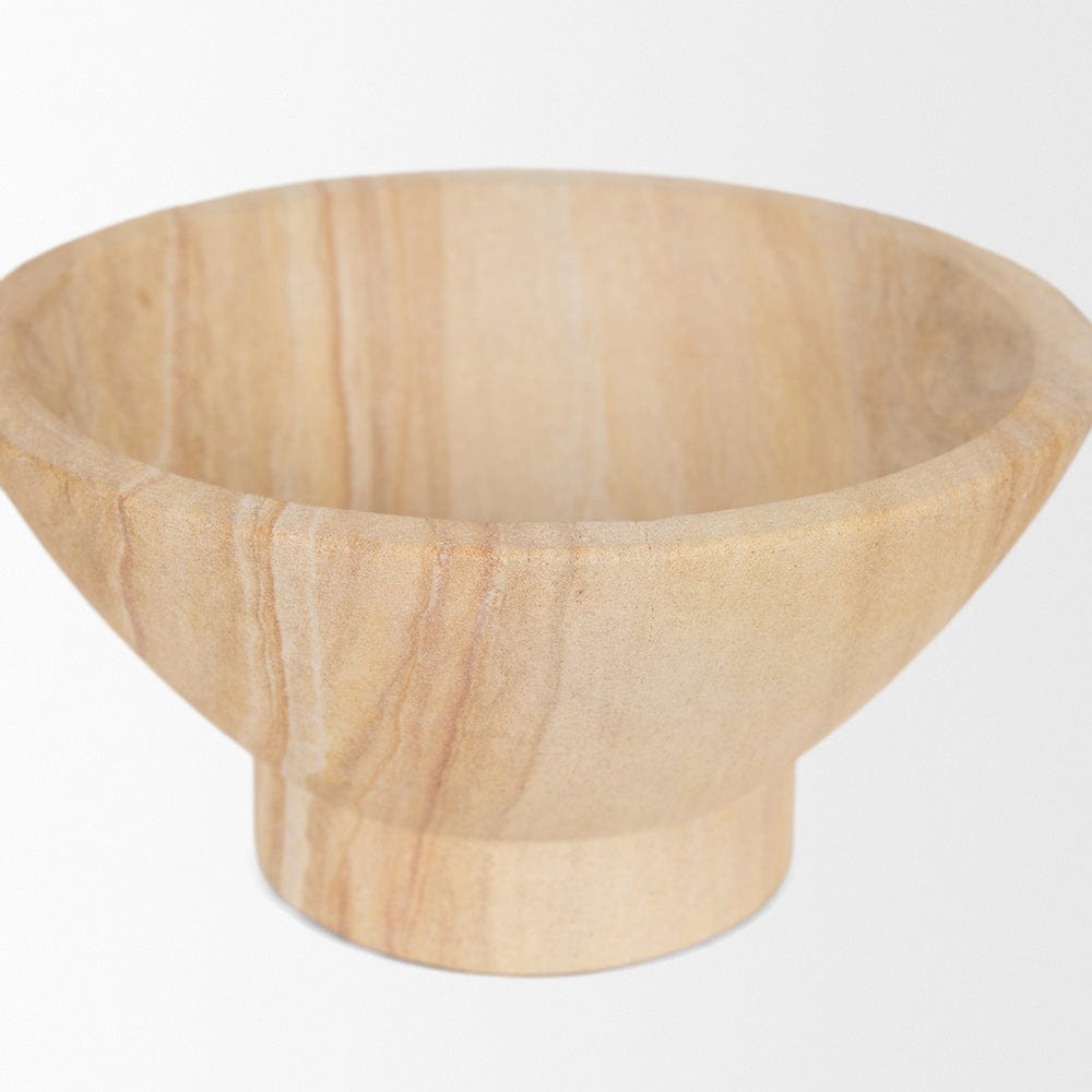 Mercana - Ramira Beige Sandstone Decorative Pedestal Bowl - 70704 view 4