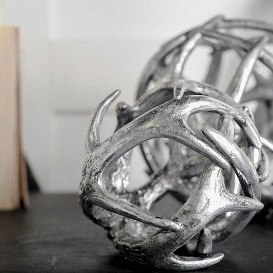 Mercana - Ramus III Small 5L x 5W Silver Antler Shaped Decorative Orb Ball - 57802 view 2