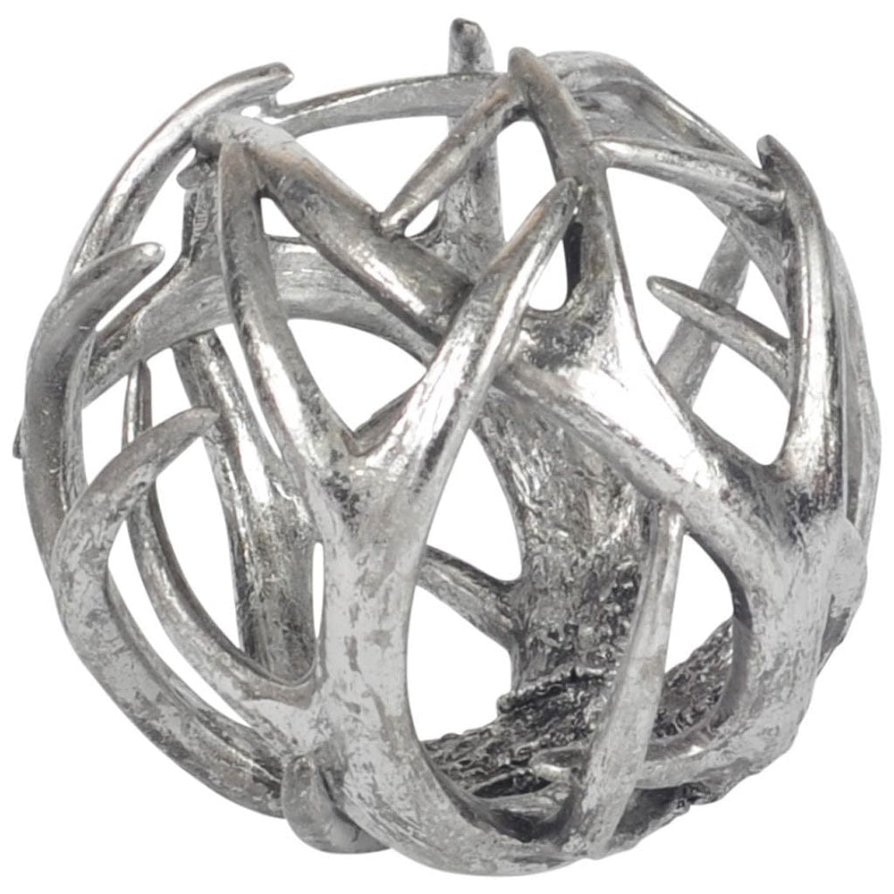 Mercana - Ramus IV Large 7L x 7W Silver Antler Shaped Decorative Orb Ball - 57803 view 1