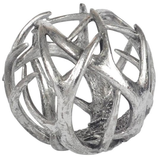 Mercana - Ramus IV Large 7L x 7W Silver Antler Shaped Decorative Orb Ball - 57803 view 1