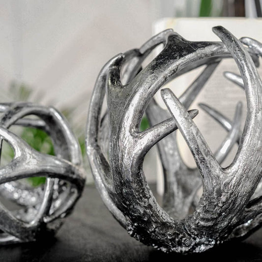 Mercana - Ramus IV Large 7L x 7W Silver Antler Shaped Decorative Orb Ball - 57803 view 2