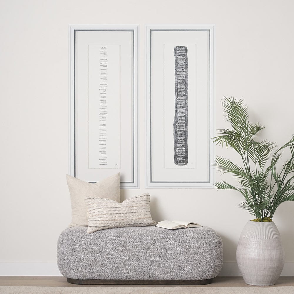 Mercana - Random Lines Silver Flood by Studio M a handmade Original Framed Artwork under Glass - 15108 view 8
