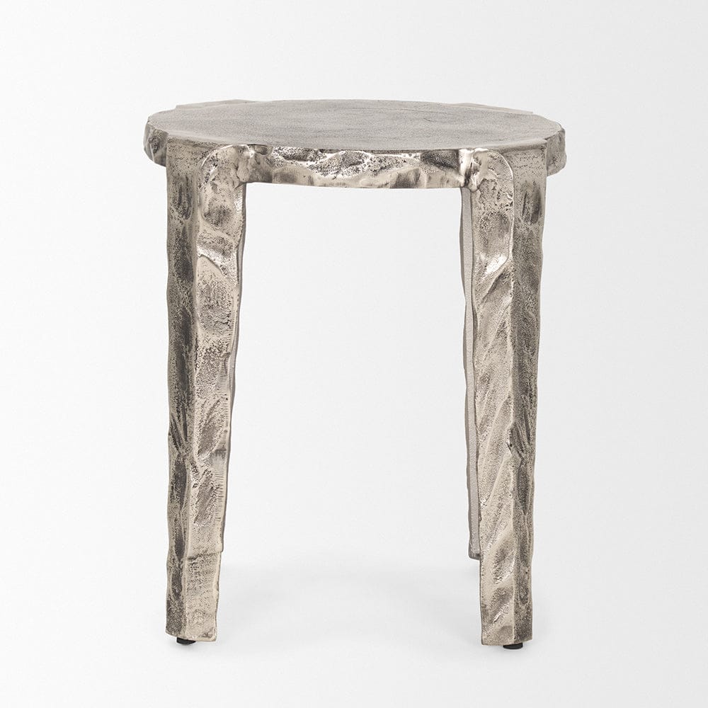 Mercana - Randy Textured Silver Nickel Cast Aluminum Metal Accent Table - 70615_CLOSEOUT view 2