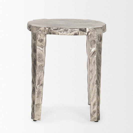 Mercana - Randy Textured Silver Nickel Cast Aluminum Metal Accent Table - 70615_CLOSEOUT view 2