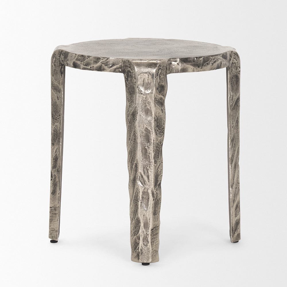 Mercana - Randy Textured Silver Nickel Cast Aluminum Metal Accent Table - 70615_CLOSEOUT view 3
