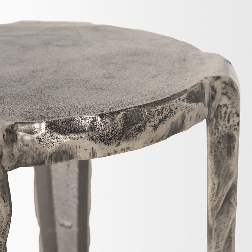 Mercana - Randy Textured Silver Nickel Cast Aluminum Metal Accent Table - 70615_CLOSEOUT view 5
