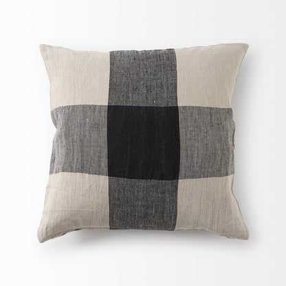 Mercana - Raquel 18L x 18W Beige and Black Fabric Plaid Decorative Pillow Cover - 69421 view 5