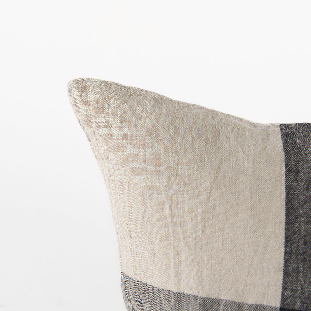 Mercana - Raquel 18L x 18W Beige and Black Fabric Plaid Decorative Pillow Cover - 69421 view 6