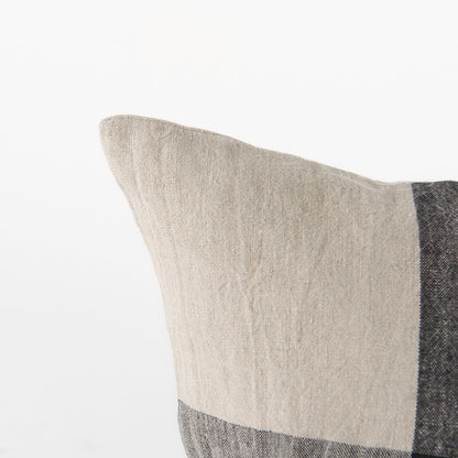 Mercana - Raquel 18L x 18W Beige and Black Fabric Plaid Decorative Pillow Cover - 69421 view 6