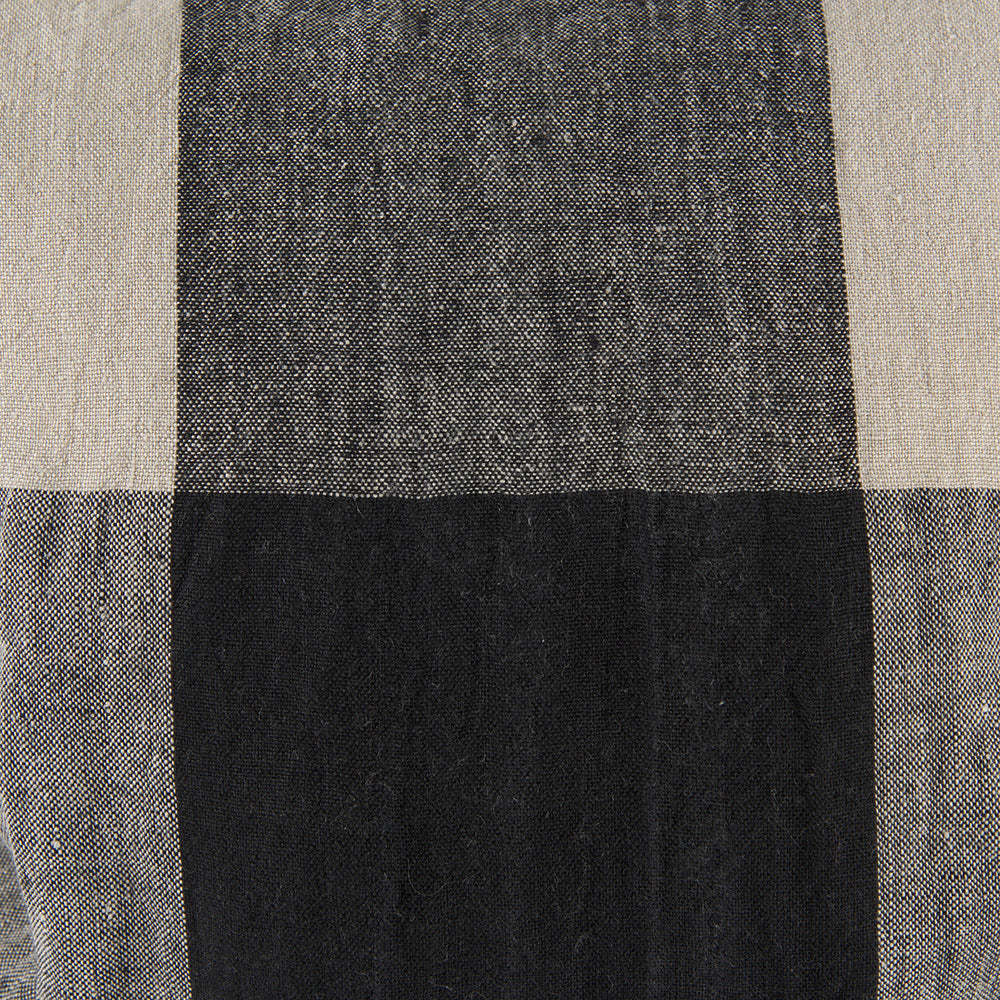 Mercana - Raquel 18L x 18W Beige and Black Fabric Plaid Decorative Pillow Cover - 69421 view 7