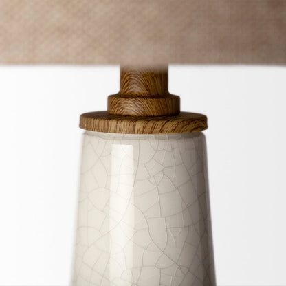 Mercana - Rebecca 28.5"H White Crackled Ceramic Base Wood Accent Table Lamp - 68109 view 2