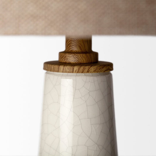 Mercana - Rebecca 28.5"H White Crackled Ceramic Base Wood Accent Table Lamp - 68109 view 2