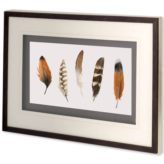 Mercana - Red Rock Feathers I by Grace Popp a Hand Embellished Textured Framed Art Print Matted under Glass - 10406 view 1