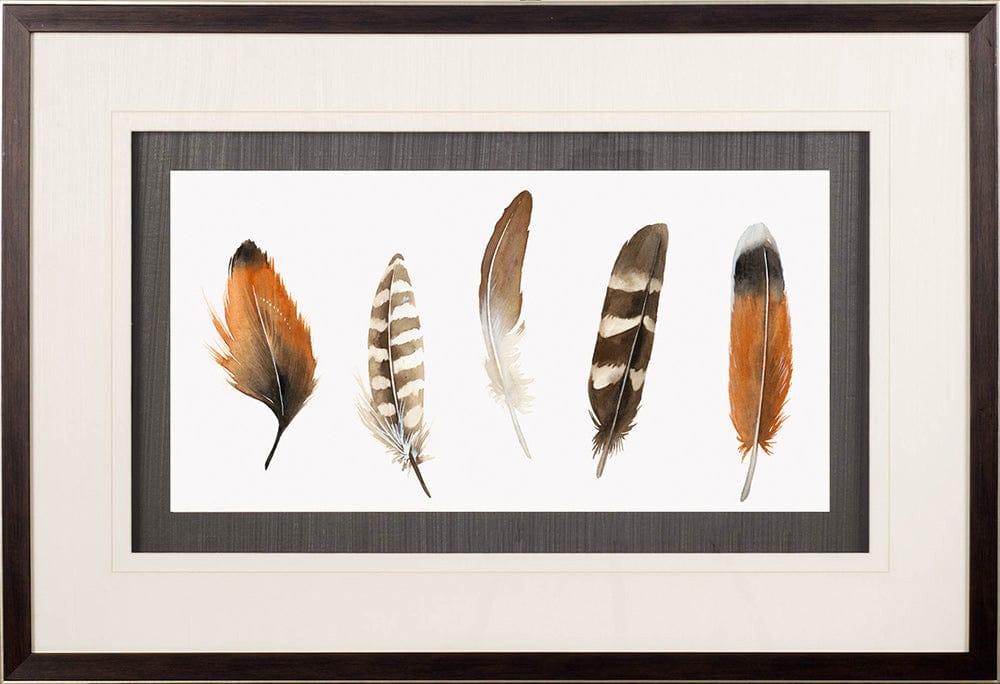 Mercana - Red Rock Feathers I by Grace Popp a Hand Embellished Textured Framed Art Print Matted under Glass - 10406 view 2
