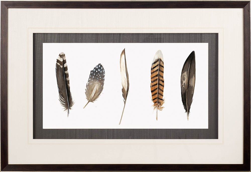 Mercana - Red Rock Feathers II by Grace Popp a Hand Embellished Textured Framed Art Print Matted under Glass - 10407 view 2