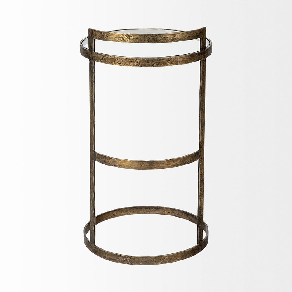 Mercana - Reimer 15L x 15W Gold Round Glass Top W/Metal Frame Accent Table - 68235 view 3