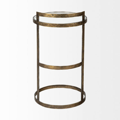 Mercana - Reimer 15L x 15W Gold Round Glass Top W/Metal Frame Accent Table - 68235 view 3