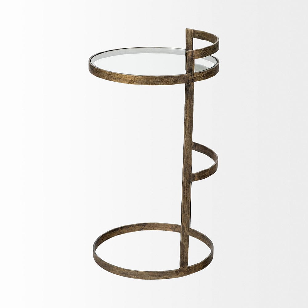 Mercana - Reimer 15L x 15W Gold Round Glass Top W/Metal Frame Accent Table - 68235 view 4