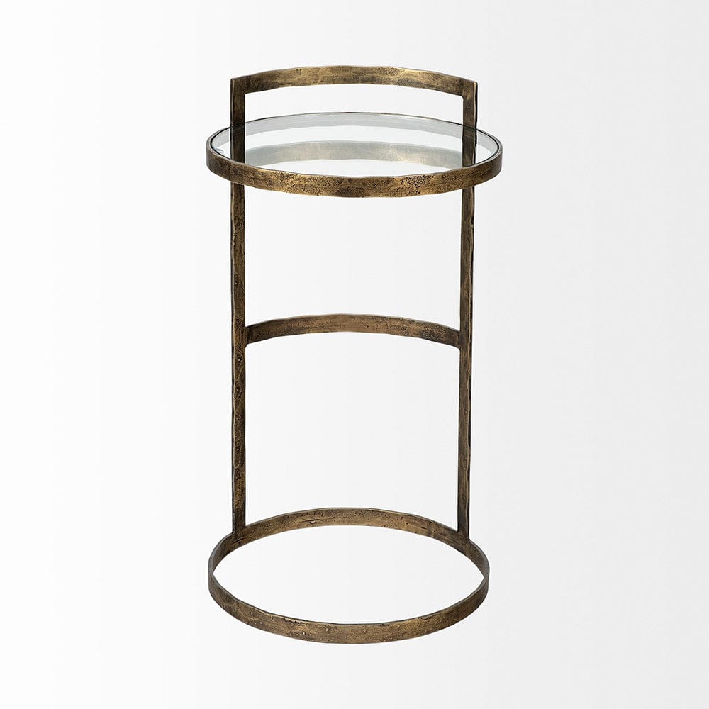 Mercana - Reimer 15L x 15W Gold Round Glass Top W/Metal Frame Accent Table - 68235 view 5